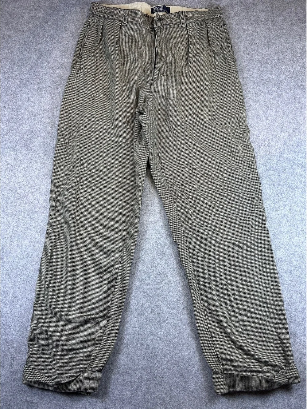 Ralph Lauren Dress Trouser Pants 34x32 Brown Houndstooth Old Money Preppy VTG